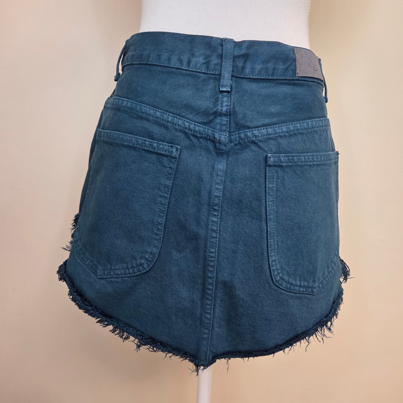 Nwt $188 Carmar Denim Beatrice Distressed Mini Skirt Teal Blue Front Zip 28 — image 3 of 6